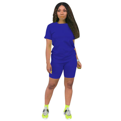 O-neck Crop Top + Short Sets 2 Piece Set For Women