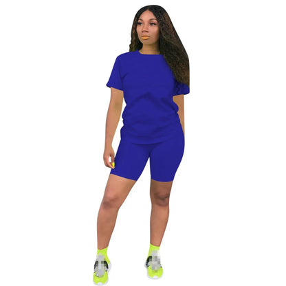 O-neck Crop Top + Short Sets 2 Piece Set For Women