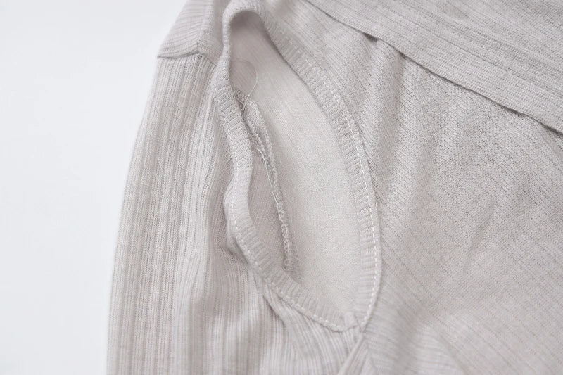Ribbed Hooded One Sleeve Knit Asymmetric Midi Dresses Baddie Clothes