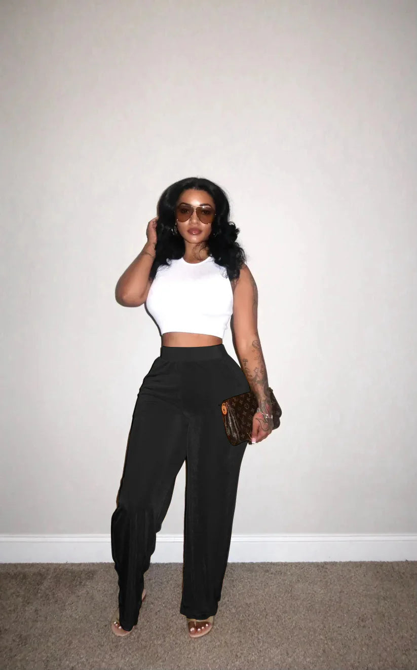 Multi-Color Velvet Wide Leg Pants Ts1296