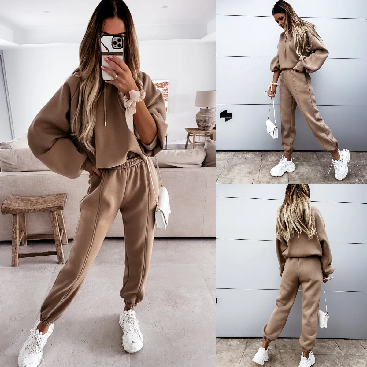 Angela Women Hooded Tracksuit Sports 2 Pieces Set (Streetwear)