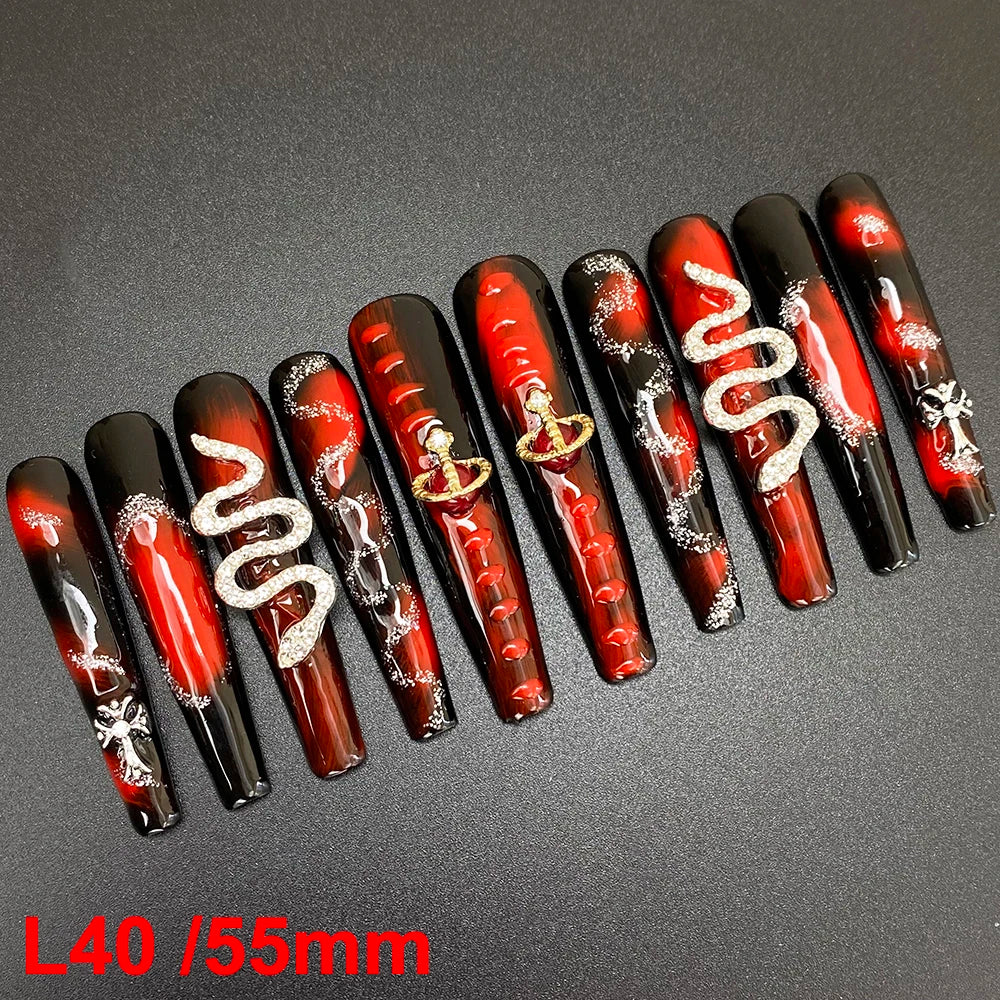 Custom Elegant 3D Decoration Ballerina Wearable Artificial Handmade Press on Nails 10PCS Hand Paint Trapezoid Nails Art Manicure