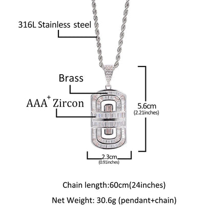 Micro Paved AAA+ Cubic Zirconia Geometric Square Pendants Necklaces