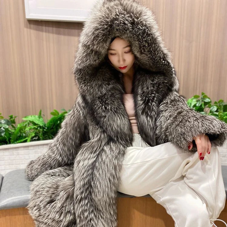 Yoko Hooded Fur Coat 🧥