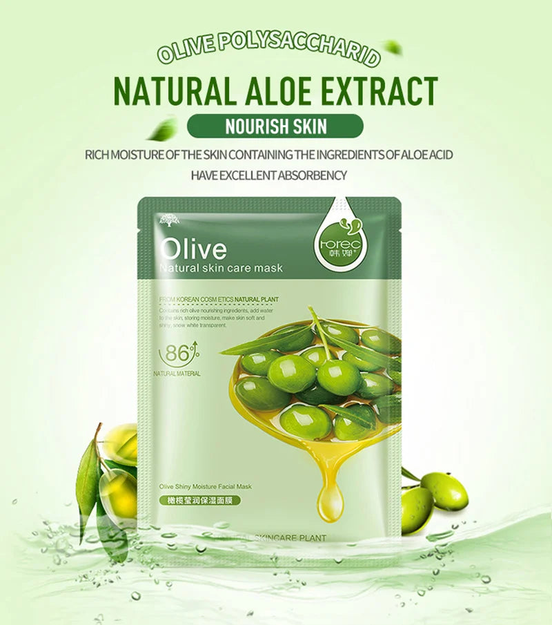 Skin Care Natural Fruit Plant Facial Mask Moisturizing Oil- Aloe Sheet Face Mask