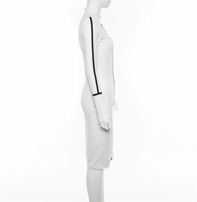 Tight All-around Contrast Slim Fit Midi Dresses