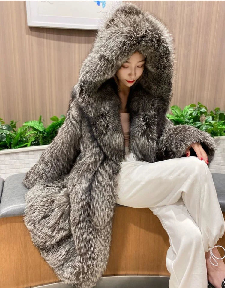 Yoko Hooded Fur Coat 🧥