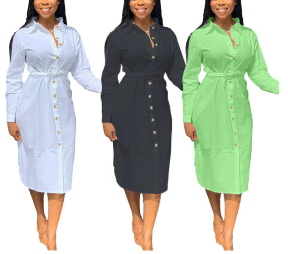 Kim Button-up Tunic Basic Midi Dresses