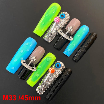 Wholesale Best Quality Durable Acrylic Handmade False Press on Nails 10PCS Luxury Long Ballerina Artificial Fingernail with Glue