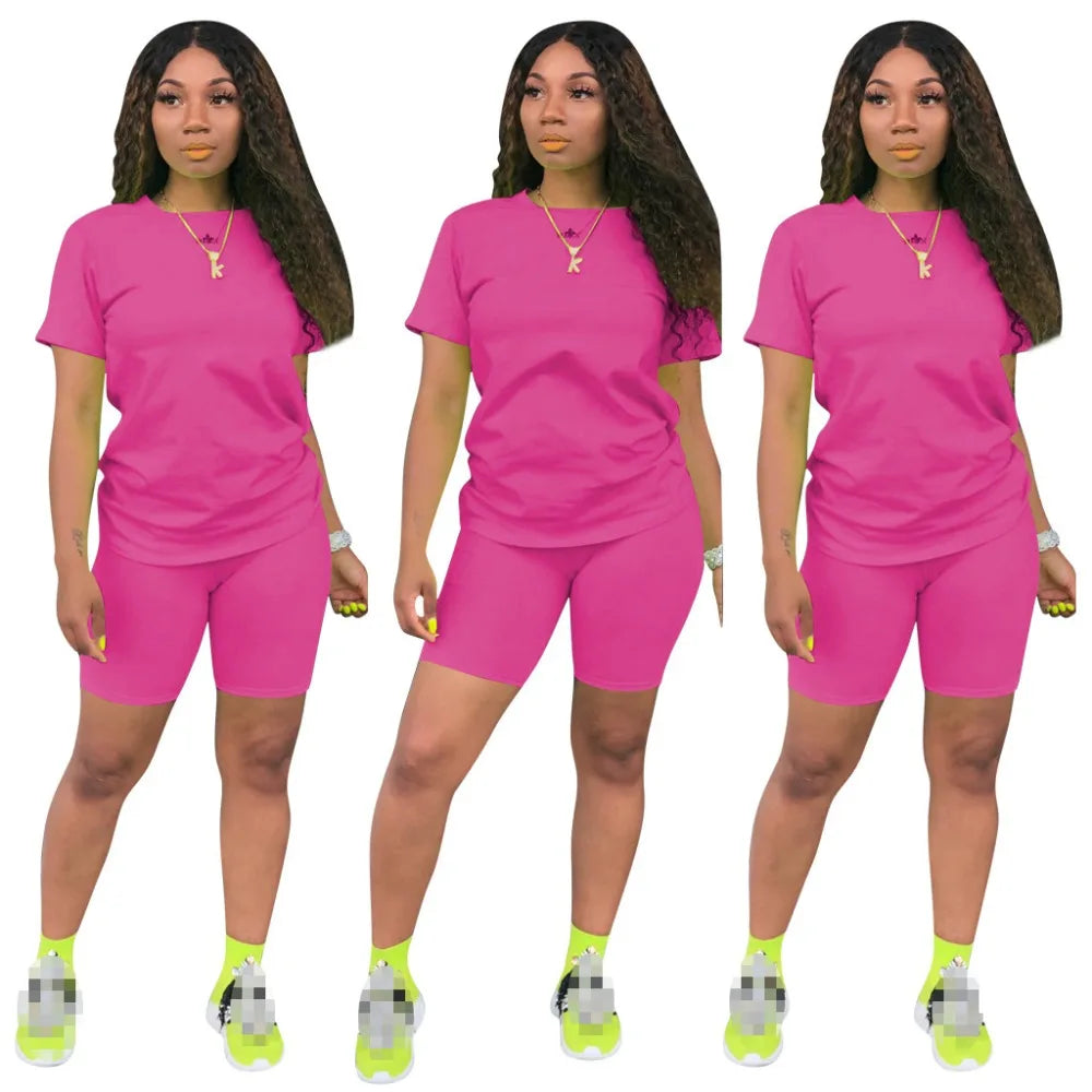 O-neck Crop Top + Short Sets 2 Piece Set For Women