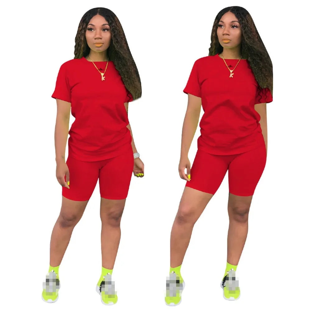 O-neck Crop Top + Short Sets 2 Piece Set For Women