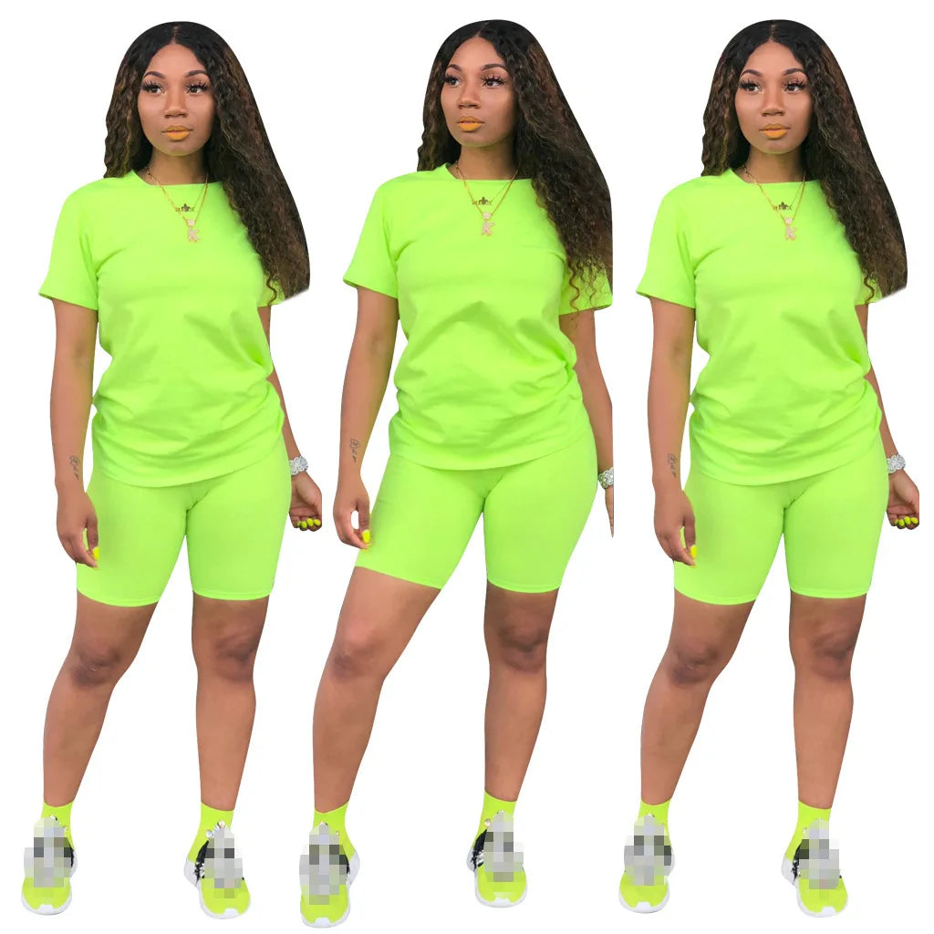 O-neck Crop Top + Short Sets 2 Piece Set For Women