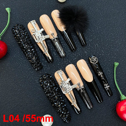 Custom Elegant 3D Decoration Ballerina Wearable Artificial Handmade Press on Nails 10PCS Hand Paint Trapezoid Nails Art Manicure