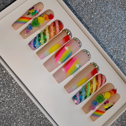 French Press on Nails Acrylic Hand Painted Designer Private Label Logo Customized Packaging Artificial Fingernails