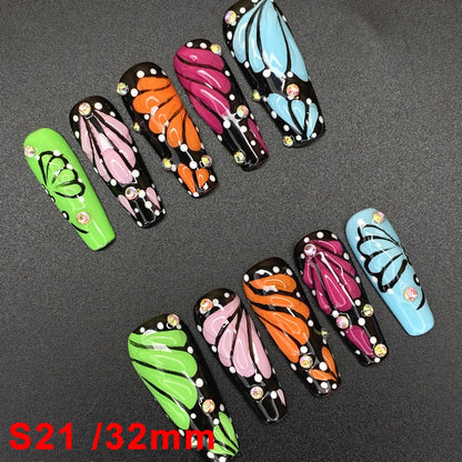 Wholesale Best Quality Durable Acrylic Handmade False Press on Nails 10PCS Luxury Long Ballerina Artificial Fingernail with Glue