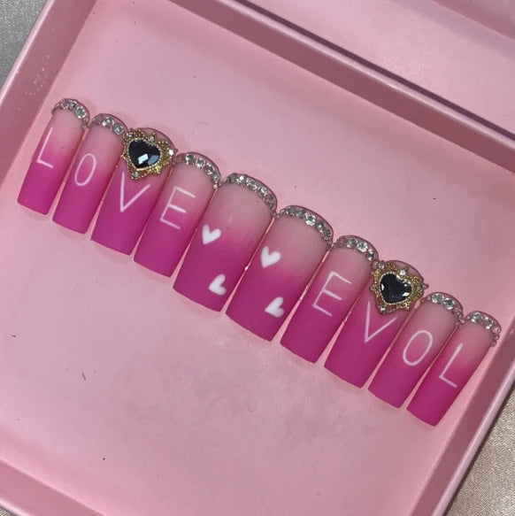 Exclusive Elegant French Design Private Label Short Matte Handmade Press Nails Fake Full Cover Rhinestone Acrylic Artificial