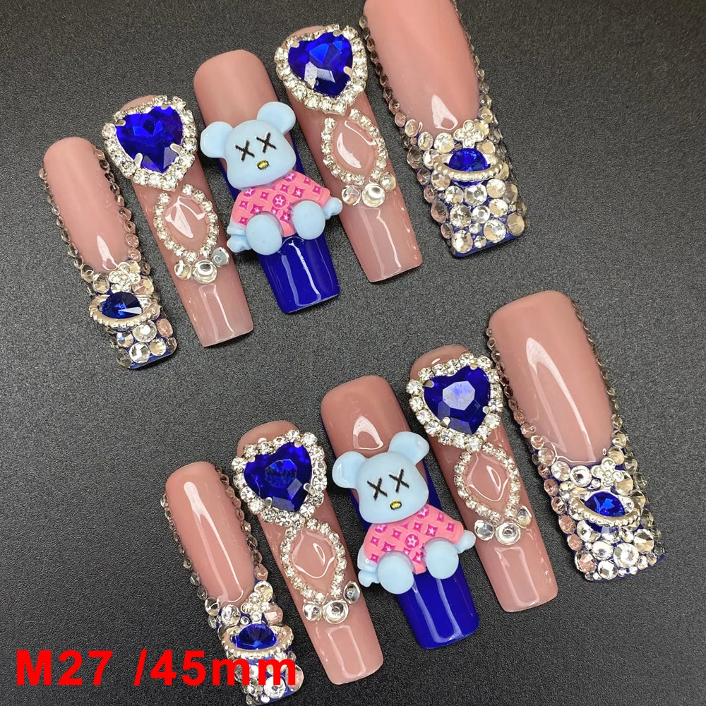 Wholesale Best Quality Durable Acrylic Handmade False Press on Nails 10PCS Luxury Long Ballerina Artificial Fingernail with Glue