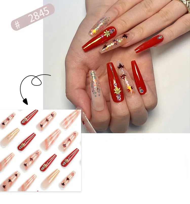 24 Pcs French Style Romantic Art Dating Nail Sets