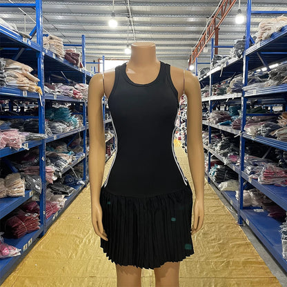 Ribbed Pleated Skirt Mini Dresses