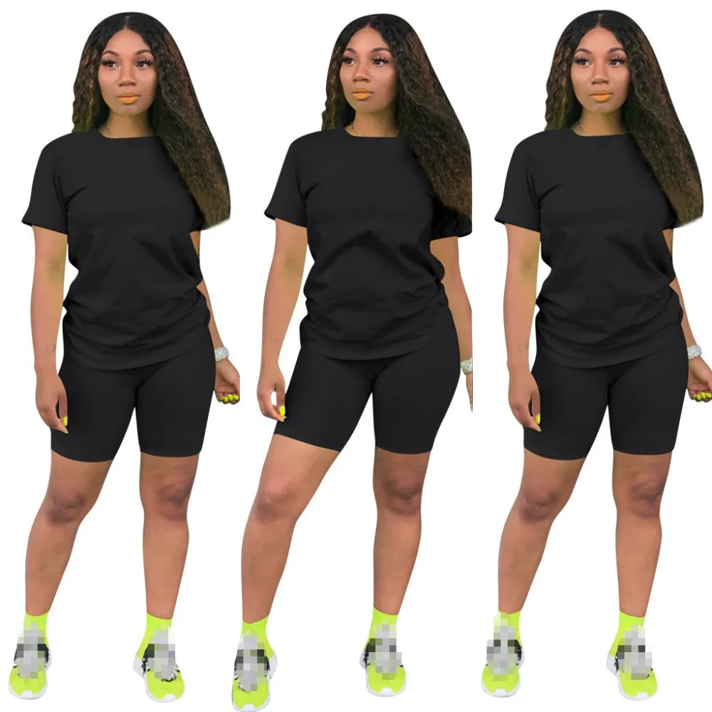 O-neck Crop Top + Short Sets 2 Piece Set For Women