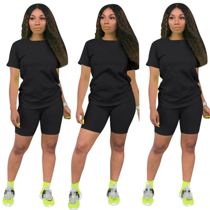 O-neck Crop Top + Short Sets 2 Piece Set For Women