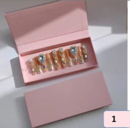 Exclusive Elegant French Design Private Label Short Matte Handmade Press Nails Fake Full Cover Rhinestone Acrylic Artificial