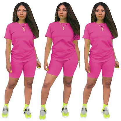O-neck Crop Top + Short Sets 2 Piece Set For Women