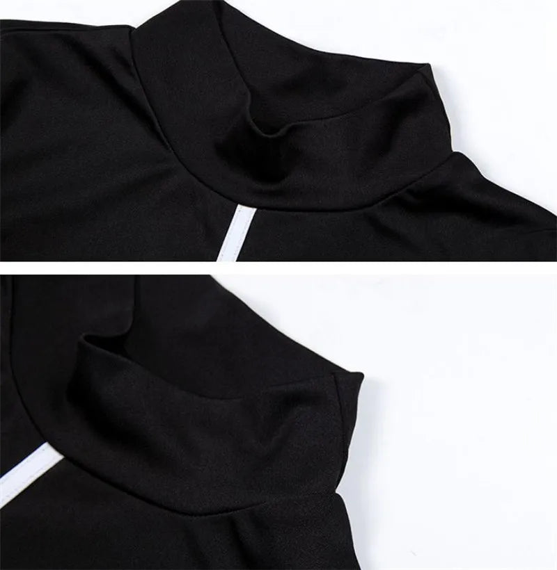 Tight All-around Contrast Slim Fit Midi Dresses