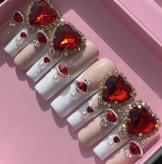 Exclusive Elegant French Design Private Label Short Matte Handmade Press Nails Fake Full Cover Rhinestone Acrylic Artificial