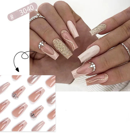 24 Pcs French Style Romantic Art Dating Nail Sets