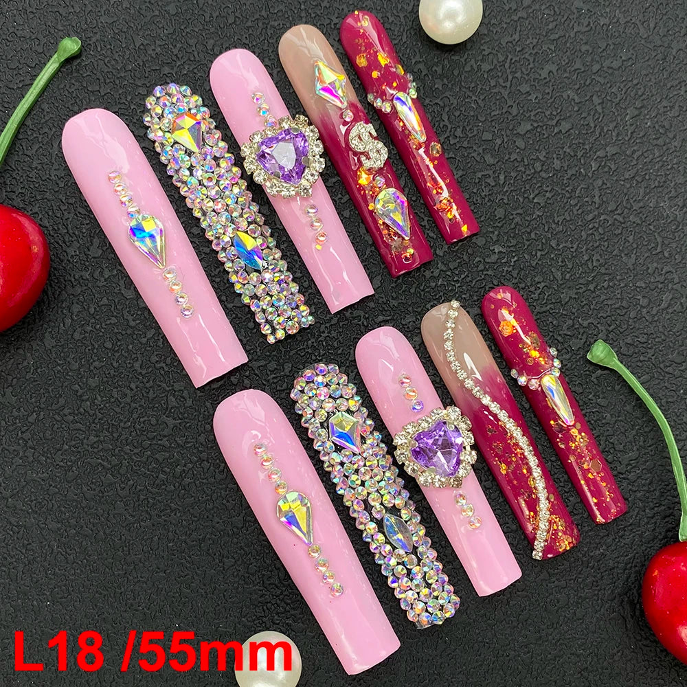 Custom Elegant 3D Decoration Ballerina Wearable Artificial Handmade Press on Nails 10PCS Hand Paint Trapezoid Nails Art Manicure