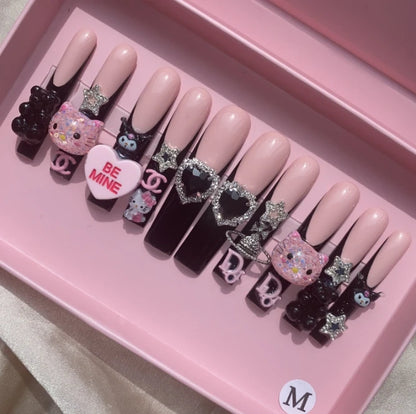 Exclusive Elegant French Design Private Label Short Matte Handmade Press Nails Fake Full Cover Rhinestone Acrylic Artificial