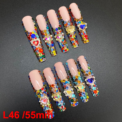 Custom Elegant 3D Decoration Ballerina Wearable Artificial Handmade Press on Nails 10PCS Hand Paint Trapezoid Nails Art Manicure