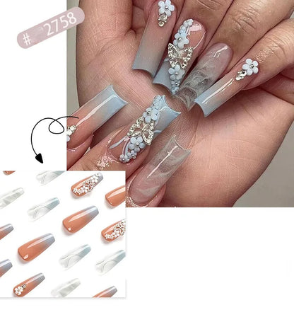 24 Pcs French Style Romantic Art Dating Nail Sets
