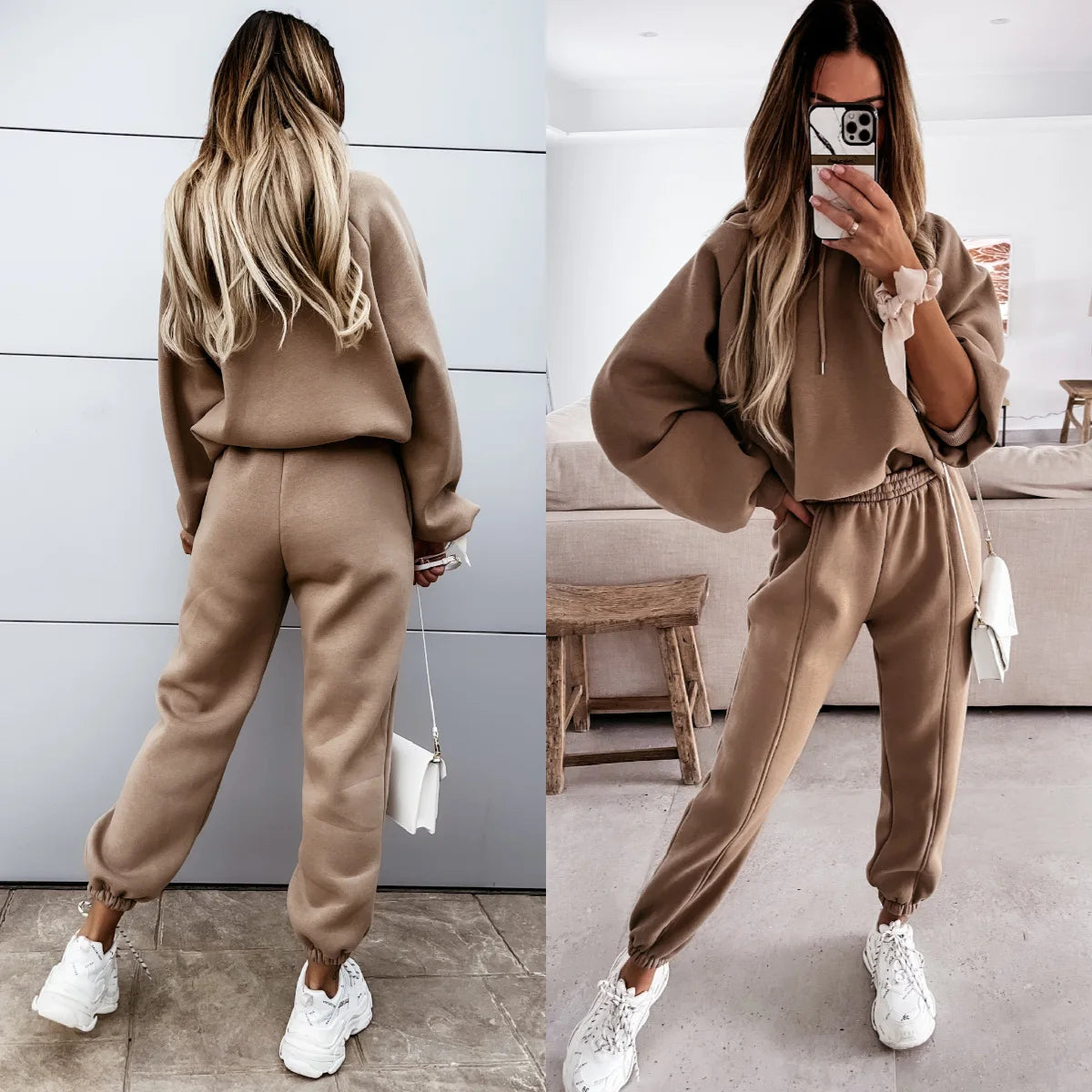 Angela Women Hooded Tracksuit Sports 2 Pieces Set (Streetwear)