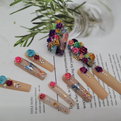 French Press on Nails Acrylic Hand Painted Designer Private Label Logo Customized Packaging Artificial Fingernails