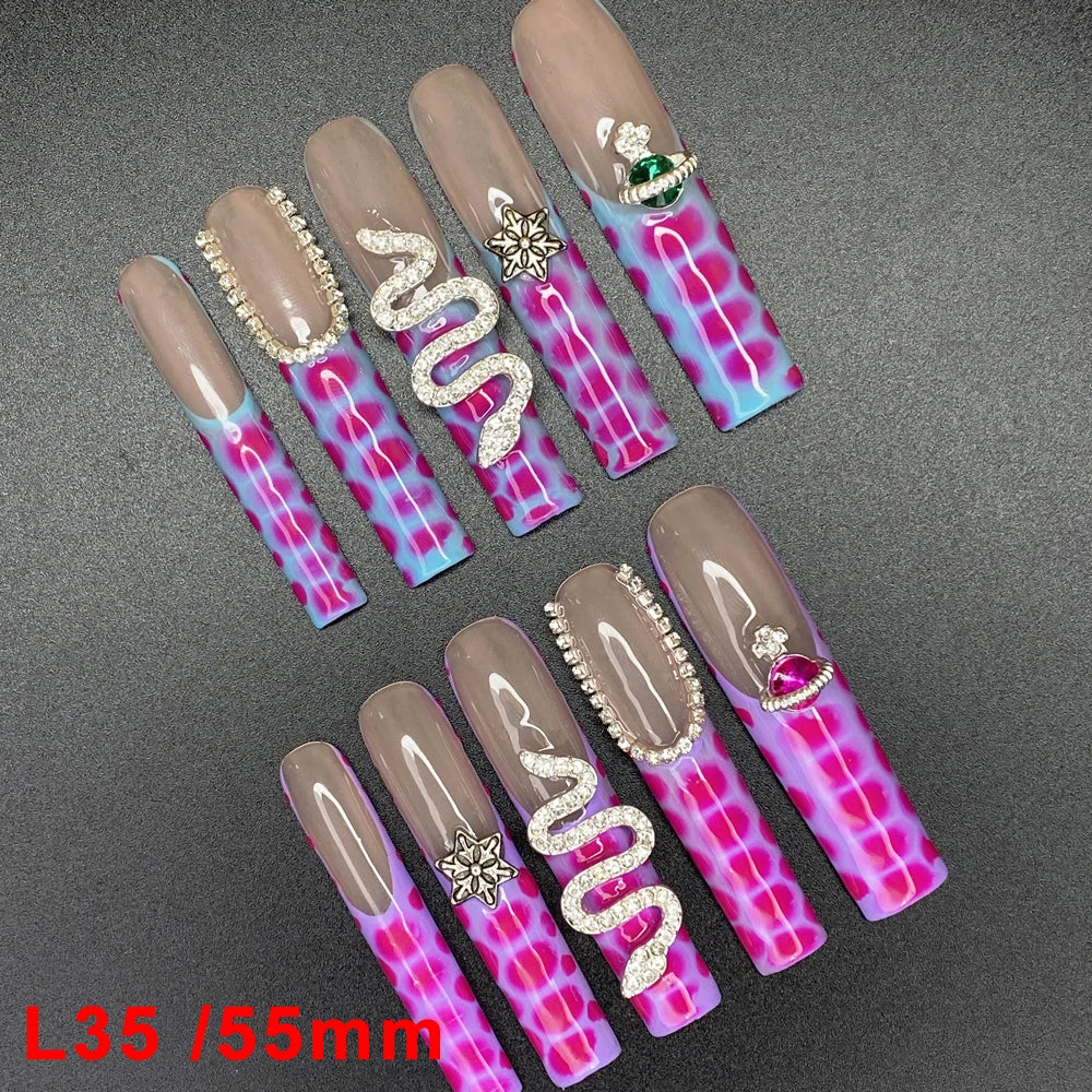 Wholesale Best Quality Durable Acrylic Handmade False Press on Nails 10PCS Luxury Long Ballerina Artificial Fingernail with Glue