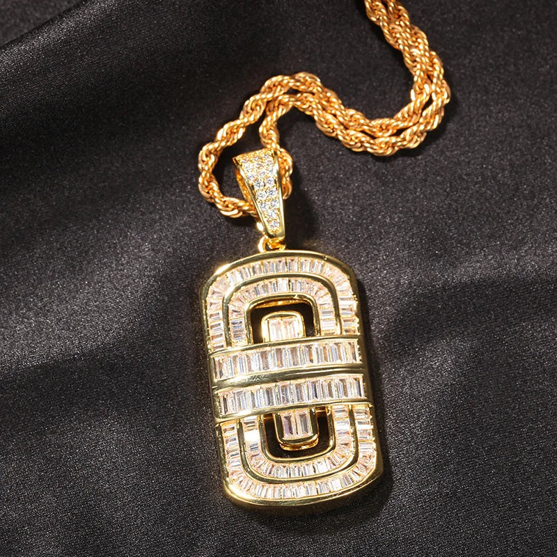 Micro Paved AAA+ Cubic Zirconia Geometric Square Pendants Necklaces