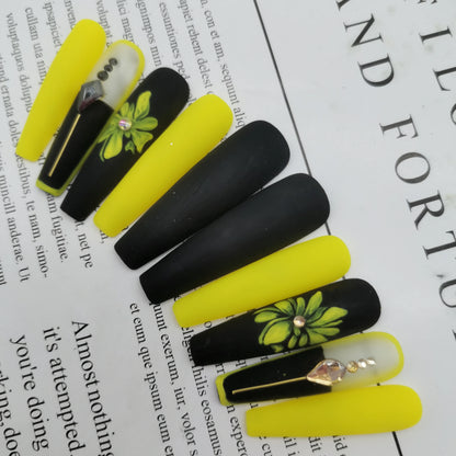 French Press on Nails Acrylic Hand Painted Designer Private Label Logo Customized Packaging Artificial Fingernails