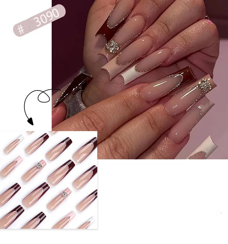 24 Pcs French Style Romantic Art Dating Nail Sets