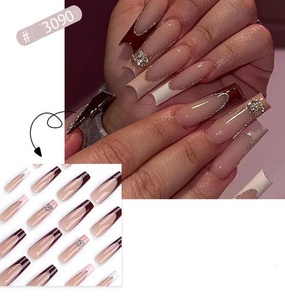 24 Pcs French Style Romantic Art Dating Nail Sets