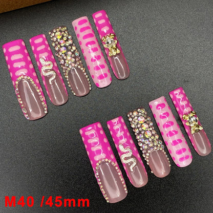Wholesale Best Quality Durable Acrylic Handmade False Press on Nails 10PCS Luxury Long Ballerina Artificial Fingernail with Glue