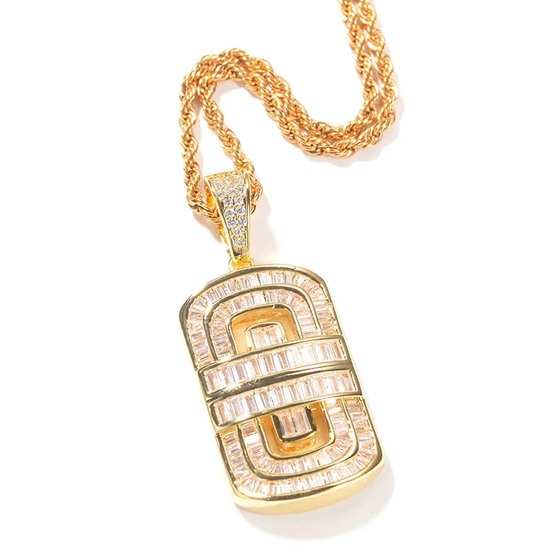 Micro Paved AAA+ Cubic Zirconia Geometric Square Pendants Necklaces