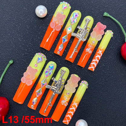 Custom Elegant 3D Decoration Ballerina Wearable Artificial Handmade Press on Nails 10PCS Hand Paint Trapezoid Nails Art Manicure