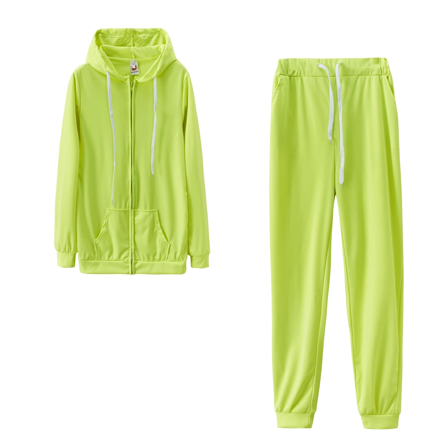 Fashion Trend Solid Color Plus Fleece Sports Color Sweater Two-piece Sets