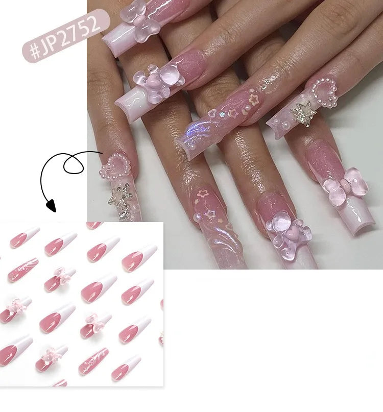 24 Pcs French Style Romantic Art Dating Nail Sets