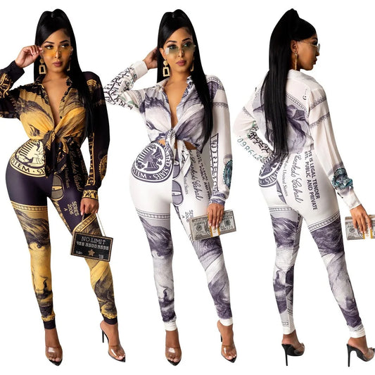 Unice US Dollar Money Printed 2 Piece Outfit