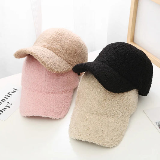 Artificial Lamb Wool Baseball Caps