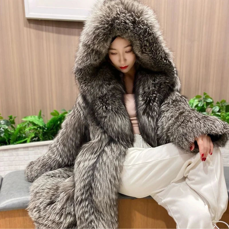 Yoko Hooded Fur Coat 🧥