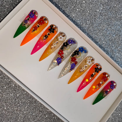 French Press on Nails Acrylic Hand Painted Designer Private Label Logo Customized Packaging Artificial Fingernails